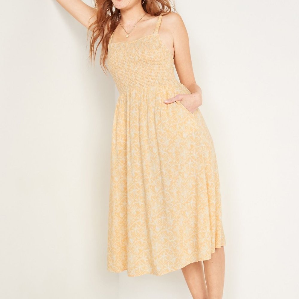 NWT Old Navy Smocked Fit & Flare Cami Midi Dress for Women XSP (Closet Cleanout)